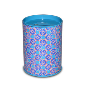 可愛清新圓形零錢儲錢罐 馬口鐵儲蓄罐